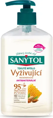 Image de Sanytol savon liquide, désinfectant, nourrissant, avec pompe, 250 ml, lait d'amande et gelée royale