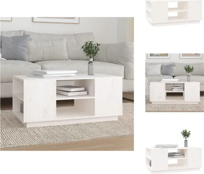 Produktbild von vidaXL Couchtisch Weiß 90x49x40,5 cm Massivholz Kiefer -  Couchtische