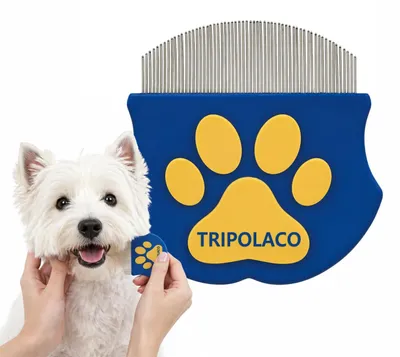 Productafbeelding van Traanvlekkam voor honden en katten - roestvrij staal - ronde tanden - fijne tanden - gezichtskam