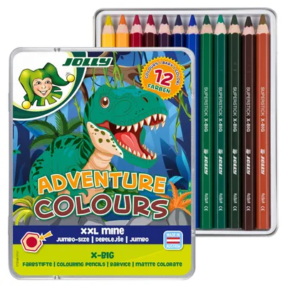 Produktbild von JOLLY X-Big Adventure Colours Buntstifte 12er Set – Extra Dicke Kinderbuntstifte