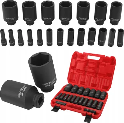 Zdjęcie produktu dla Zestaw Nasadek Udarowych 20 Elementów 6-Kątne 1/2"" 10-38 mm Kraft&Dele