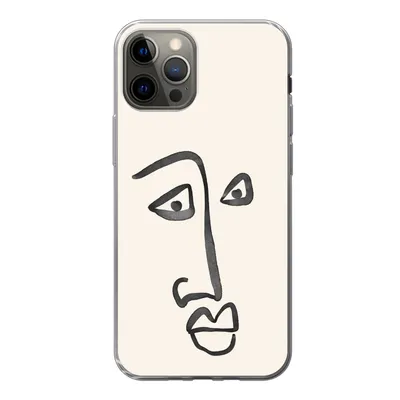 Produktbild von MuchoWow® Handyhülle Schutzhülle Hülle für iPhone 13 Pro Gesicht - Augen - Strichzeichnung Silikon Softcase Handy Hülle - Handy-Tasche