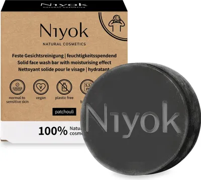 Produktbild von Niyok Feste Gesichtsreinigung "Patchouli" (80g), Feuchtigkeitsspendende Gesichtsseife, Seife mit Patchouli, Gesichtspflege vegan, Bio Naturkosmetik