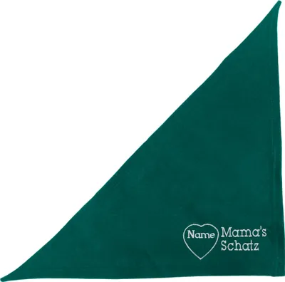 Produktbild von Besticktes Hundehalstuch mit Text Mama´s Schatz + Hundename im Herz