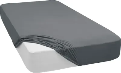Produktbild von Spannbettlaken Jersey Spannbetttuch 100% Baumwolle Bettlaken Spannbettuch Laken 28 Farben, Größe:180 x 200 cm, Farbe:Dunkelgrau