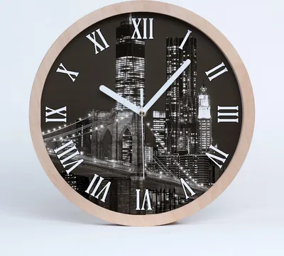 Produktbild von Holzuhr 25fi cm wanduhr - weiße Spitzen - Manhattan New York