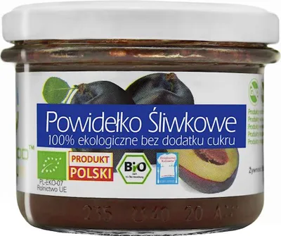 Zdjęcie produktu dla POWIDEŁKO ŚLIWKOWE BEZ DODATKU CUKRÓW BEZGLUTENOWE 180 g - BIOFOOD