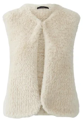 Produktbild von Oui Damen Weste nahtlos gestrickt verkürzt kuschlig weich weißgrau Größe 42