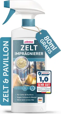 Produktbild von PLINTEX® 580ml Zelt & Pavillon Imprägnierung | Imprägnierspray für Zelte, Markisen, Sonnenschirm oder Pavillons | effektiver Flächen- & Nahtdichter für Zelte |  getestet & atmungsaktiv