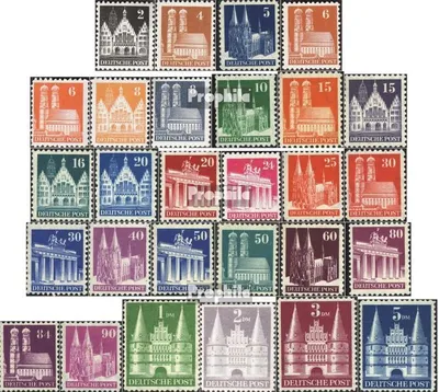 Produktbild von Briefmarken Bizone (Alliierte Besetzung) 1948 Mi 73-100 weit gezähnt (kompl.Ausg.) postfrisch Bauten