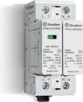 Produktbild von Finder 7P.42.8.275.1020 7P.42.8.275.1020 Überspannungsschutz-Ableiter Überspannungsschutz für: Verteilerschrank 1 St