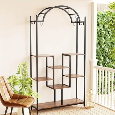 Immagine prodotto di Supporto per piante - Porta piante - Griglia per fiori - Tavolino per piante - Scaletta per piante - 7 ripiani ad arco