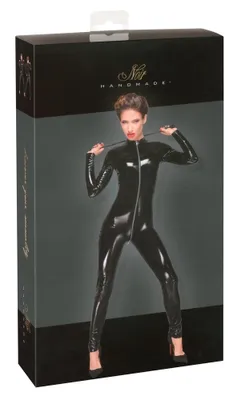 Obrázek produktu pro Noir - y lesklý černý overal se stříbrným zipem M