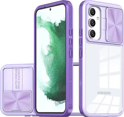 Image de Coque pour Samsung Galaxy S23 FE Coque hybride transparente en TPU avec protection coulissante pour l'appareil photo Violet