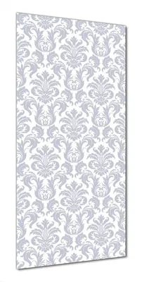 Produktbild von Wallario selbstklebende Duschrückwand 80 x 200 cm mit Motiv Königliche Schnörkelei in weiß und blaugrau - Wandverkleidung mit Hochglanzlaminat in Glasoptik
