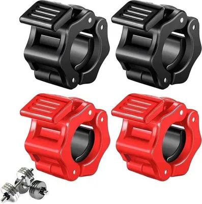 Produktbild von 4 Stück Hantelclips – Rutschfeste Hantelsicherungen – Sicherheitsverschluss für 28-mm-Gewichte – Trainingszubehör für Gewichtheben und Fitness