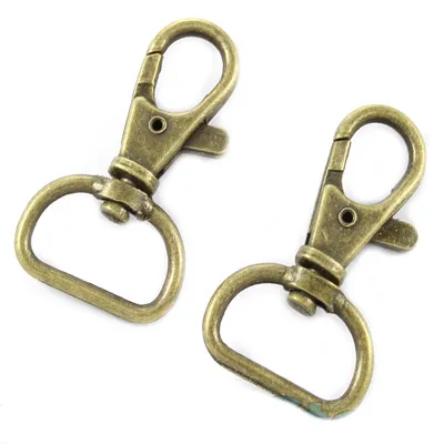 Produktbild von 25 Schnapphaken mit Wirbel 43 x 25mm Gurtbreite 19mm Antik Karabinerhaken