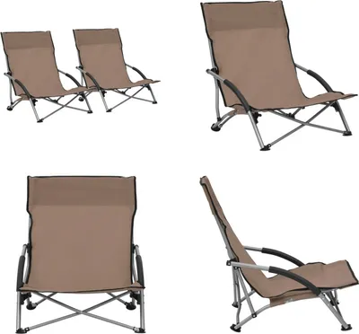 Obrázek produktu pro vidaXL Skládací plážová lehátka 2 ks. Taupe látka - Plážové křeslo - Plážová křesla - Kempinkové křeslo - Kempinkové židle