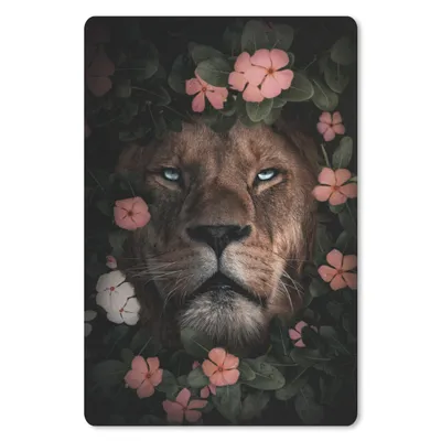 Produktbild von MuchoWow® Mauspad Mousepad Dschungel - Löwe - Blumen - Rosa 40x60 cm - Mousepads - Maus Mat - Pad - Mausunterlage - Schreibtisch Accesoire
