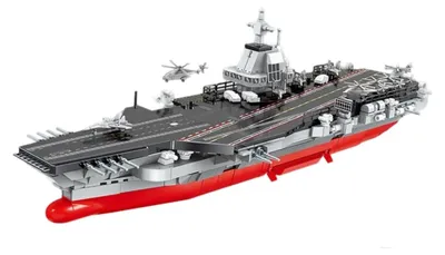 Produktbild von BlockBuddie™ Flugzeugträger Fujian Klemmbausteine 1:800 Modellbausatz 1326 Teile | Marine Kriegsschiff Bausteine Set mit 4 Figuren