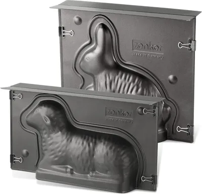 Produktbild von Zenker Vollbackformen Set Lamm und Hase Backformen für die Osterzeit 900 & 600 ml Füllvolumen 3D Kuchenformen mit Osterlamm und Osterhase als Motiv zum Backen Leckere Osterdeko