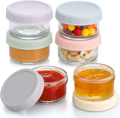 6er-Set Salatdressing-Behälter 80 ml Glas mit Deckel auslaufsicher