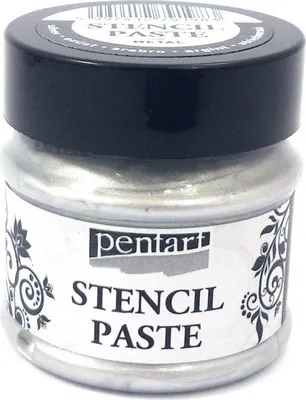 Immagine prodotto di Pasta per stencil metallizzata - Pasta per stencil - PENTART - argento / argento 50ml