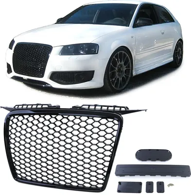 Produktbild von Sport Kühlergrill Waben Grill Schwarz Glanz passend für Audi A3 8P 05-08
