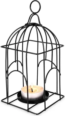 Produktbild von marka niezdefiniowana Laterne Lampion Teelichthalter Kerzenhalter Leuchter für Teelichter aus Metall schwarz Vogelkäfig