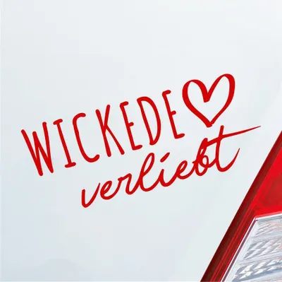 Produktbild von Auto Aufkleber Hellweg Druckerei Wickede verliebt Herz Gemeinde Liebe Car 19x19 cm Rot Sticker Heckscheibenaufkleber
