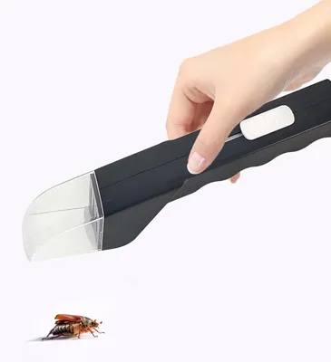 Produktbild von Insektenfänger - mit langem Griff 27cm - Insect Catcher - Handfallen - Werkzeug für Kinder - Falle zum Fangen kriechender Insekten - Schwarz