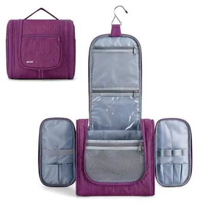 Produktbild von Kulturtasche Damen Gross, Kulturbeutel zum Aufhängen, Groß Waschtasche Kulturbeutel Herren, Make up Organizer Tasche für Reise, Travel Essentials Accessoires Geschenke für Frauen (Lila)