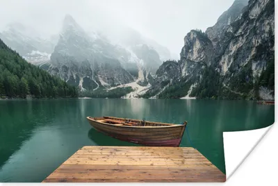 Produktbild von MuchoWow® Poster Nebel - Schnee - Berg - Boot 30x20 cm - Plakate - Print