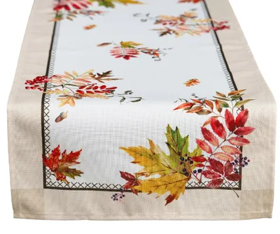 Produktbild von Tischläufer Herbst 40 x 140 cm mit bunter natürlicher Blätter-Bordüre