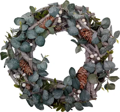 Image de Couronne décorative de Noël 34cm décorée Couronne décorative de Noël décoration murale décoration de porte , couleur:vert