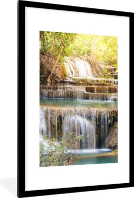Produktbild von MuchoWow® Gerahmtes Poster Sonne - Wasserfall - Landschaft 60x90 cm - Poster mit Schwarzem Bilderrahmen Wandposter Rahmen Foto Bilder - Dekoration - Wandposter Wohnzimmer - Hochwertig