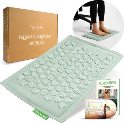 Produktbild von BACKLAxx ® Akupressurmatte Fuß – Massage Matte für Fussmassage, Rücken, Nacken und Schulter mit Befestigungsband – Akupunktur Fussmatte gegen Verspannungen – Akupressurmatte für Füße