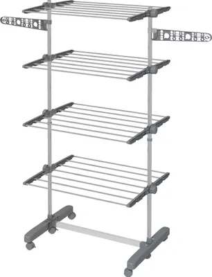 Image de HOMCOM Séchoir à Linge étendoir pliable ailes latérales utilisation intérieure et extérieure 142 x 55 x 172 cm 4 niveaux gris
