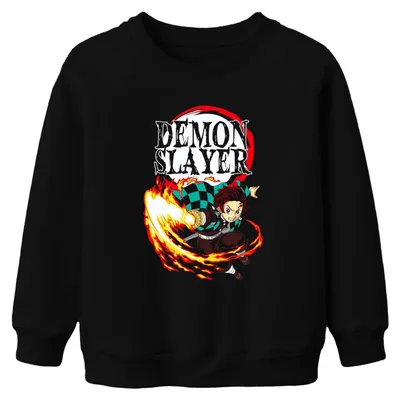 Immagine prodotto di Demon Slayer Tanjiro Kamado Hinokami Kagura Anime Gift Unisex Bambini Felpa Maglione, Nero, 104