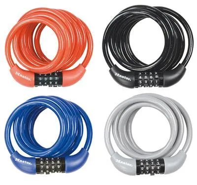 Obrázok produktu pre MASTER LOCK 8221EURDPROCOL, káblový zámok, Modrá, Šedá, Červená, Biela, Oceľ, Oceľ, Vinyl, Oceľ