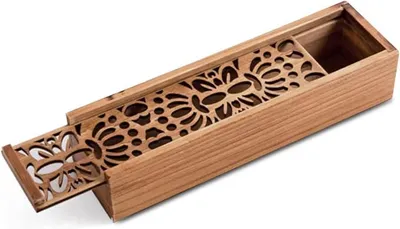 Produktbild von PolkaHome® Rechteckige Holzbüchse mit Schiebedeckel, Aufbewahrungsbox für Stifte und Kleinigkeiten, 19,2 x 5,5 x 4 cm, Naturholz