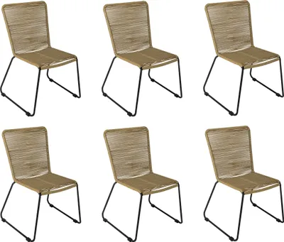 Produktbild von Gartenstuhl Outdoor-Seilstuhl Farbe Taupe mit Eisen-Gestell in schwarz ISRA (6er Set)