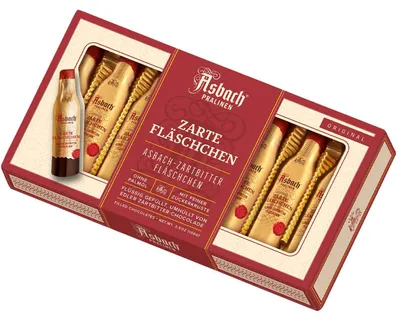 Produktbild von Asbach Pralinen Zarte Fläschchen Zartbitter mit Kruste 100g