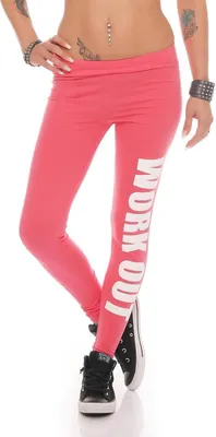 Obrázok produktu pre Dámske športové legíny z bavlny, strečové, slim fit, vyrobené v EÚ, koralová farba, L/40