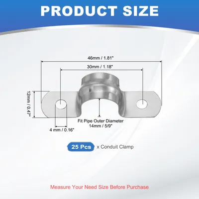Produktbild von 5/9" (14mm) Befestigungsschelle, 25 Stš¹ck 304 Edelstahl Rohrschelle 2-Loch-U-Halter Rohrschelle Rohrleitungsbš¹gel fš¹r Rohr Kabel Draht Fixierung