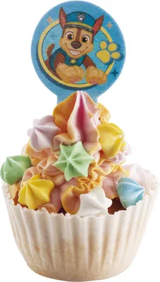 Produktbild von Paw Patrol Muffin Cupcake Aufstecker 20 Stk. - 6,5 x 4cm Oblatenpapier