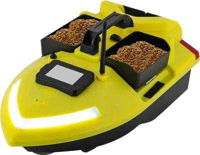 Produktbild von GPS Köderboot - RC Futterboot - 500 m Reichweite - Doppelmotor - ABS Gehäuse - Fishfinder - Anti-Tangle Schutzabdeckung - Gelb