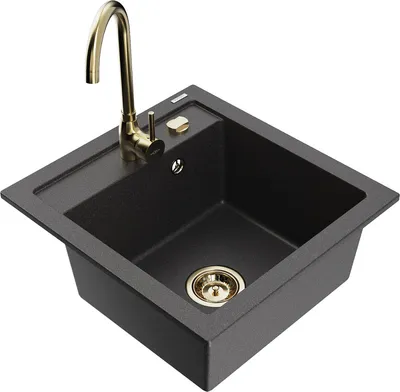 Produktbild von Mexen Vito 1-Becken-Granit-Spüle mit Mischbatterie Telma, Schwarz gesprenkelt - 6503-76-670200-50
