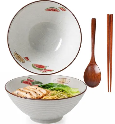 Ramen-Schale mit Löffel & Stäbchen, Keramik, 20 cm