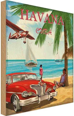 Produktbild von vianmo Holzschild 40x30 cm Retro Urlaub Palmen Outdoor Camping